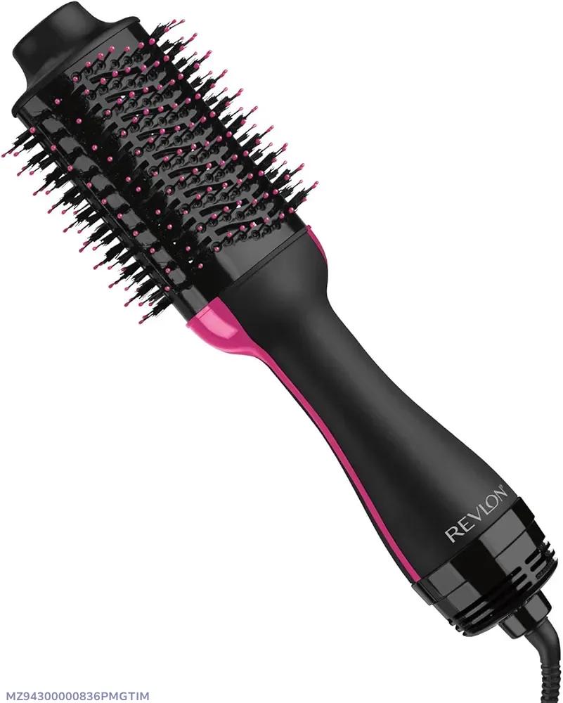 Stylish Hair Dryer Brush Black Pink ABS Plastic
