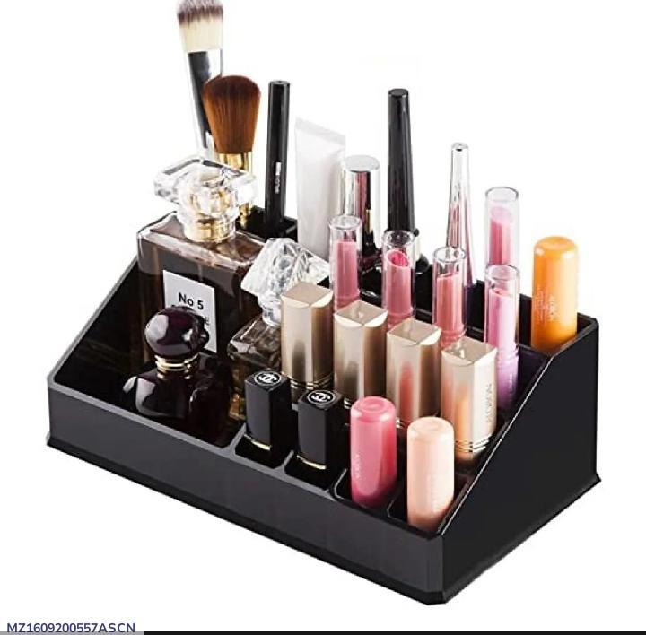 Black ABS Plastic Makeup Organizer with Storage Compartments