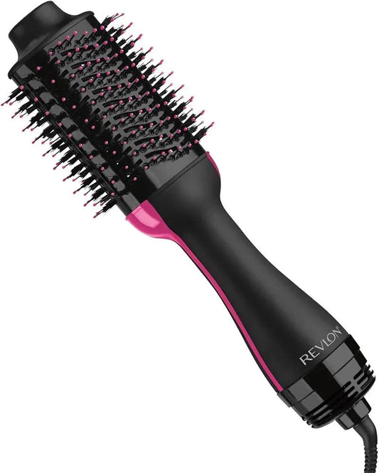 Stylish Hair Dryer Brush Black Pink ABS Plastic