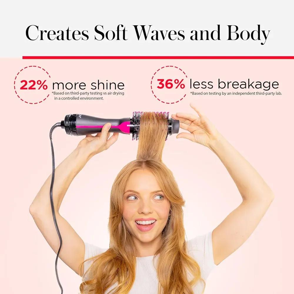 Stylish Hair Dryer Brush Black Pink ABS Plastic