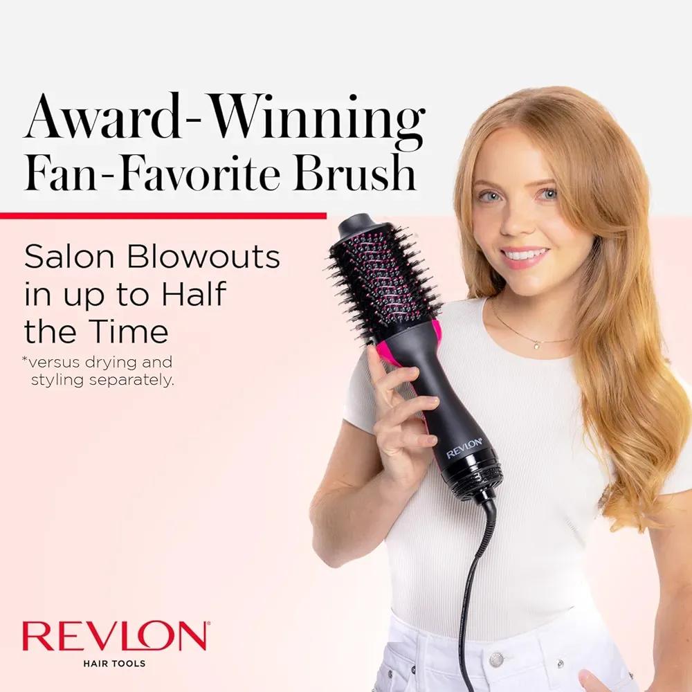 Stylish Hair Dryer Brush Black Pink ABS Plastic